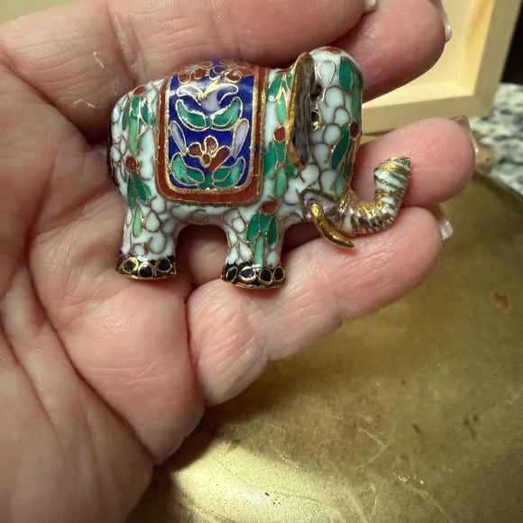 Colorful Cloisonné Elephant Figurine - Picture 7 of 7